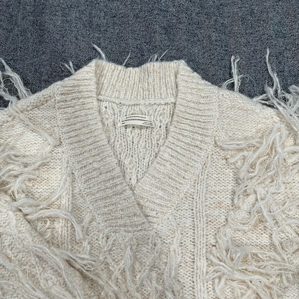By Anthropologie Fringed Pullover Sweater, XXS petite - Picture 6 of 10